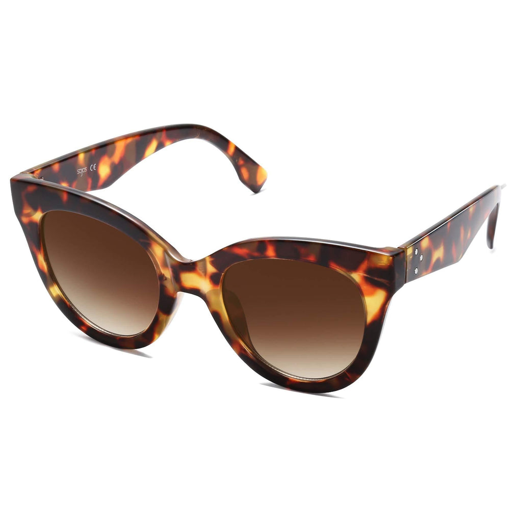 [Australia] - SOJOS Retro Vintage Oversized Cateye Women Sunglasses Designer Shades HOLIDAY SJ2074 C5 Tortoise Frame/Gradient Brown Lens 52 Millimeters 