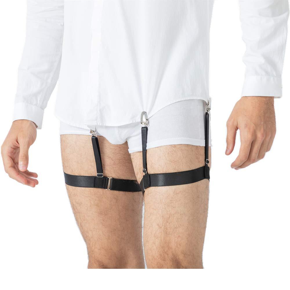 [Australia] - Men's Shirt Stays for Shirt Tucking, Shirt Garter and holder Securing Shirt Position for Men Black 