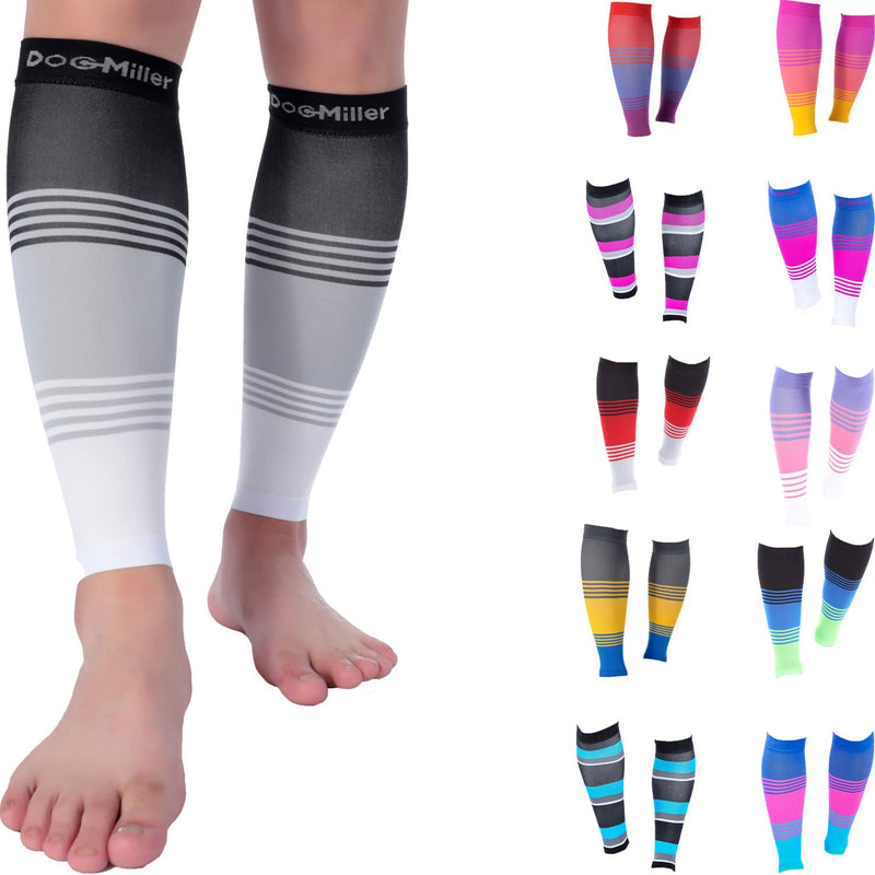 [Australia] - Doc Miller Calf Compression Sleeve Men and Women 20-30 mmHg, Shin Splint Compression Sleeve, Medical Grade Socks for Varicose Veins and Maternity 1 Pair XX-Large Black Grey White Calf Sleeve Black.Gray.White 2X-Large 