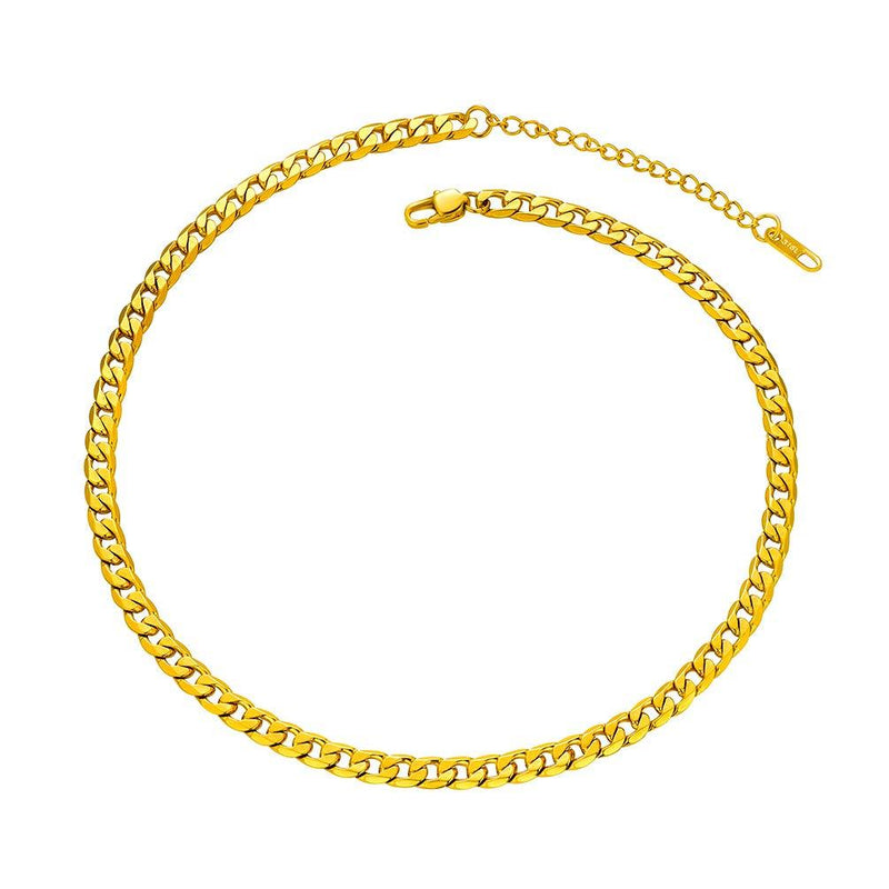 [Australia] - PROSTEEL Stainless Steel Cuban Chain Necklaces/Bracelets for Men Women, Black/18K Gold Plated, Nickel-Free, Hypoallergenic Jewelry, 4mm-13mm, 7.5"/8.3",14"-30", Come Gift Box 14.0 Inches A: 4mm-necklace-18K gold plated 