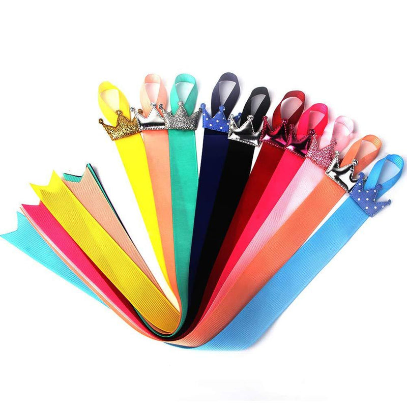 [Australia] - Teensery 10 Pieces 15.7" Hair Bow Holder Mixed Color Crown Hair Clips Display Ribbon Hair Accessories Storage Organizer Hanger for Girls 