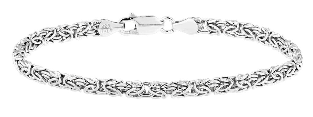 [Australia] - Miabella 925 Sterling Silver or 18K Gold Over Silver Italian 4mm Byzantine Link Chain Anklet Ankle Bracelet for Women Teen Girls, 9 or 10 Inch 925 Italy sterling silver, 10 Inches 