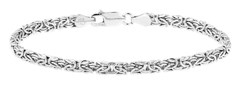 [Australia] - Miabella 925 Sterling Silver or 18K Gold Over Silver Italian 4mm Byzantine Link Chain Anklet Ankle Bracelet for Women Teen Girls, 9 or 10 Inch 925 Italy sterling silver, 10 Inches 