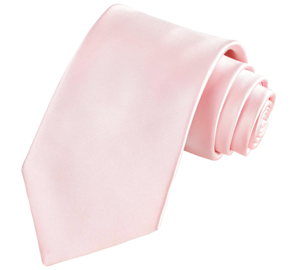 [Australia] - TIE G Solid Color Satin Mens Ties Woven Silky Touch 3.35" Neck Tie in Gift Box A Blush Pink 