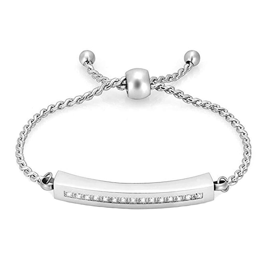 [Australia] - Hearbeingt Memorial Bracelet, Cremation Jewelry Urn Bangle for Ashes, Adjustable Classic Crystal Cremation Keepsake Ashes Holder Made of Stainless Steel with Free Fill Kit Silvery 