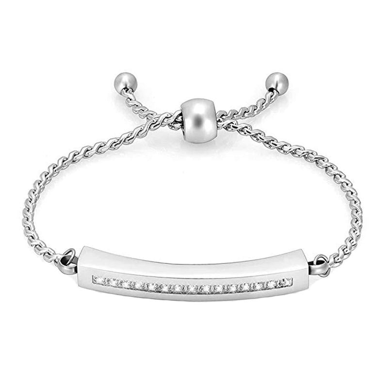 [Australia] - Hearbeingt Memorial Bracelet, Cremation Jewelry Urn Bangle for Ashes, Adjustable Classic Crystal Cremation Keepsake Ashes Holder Made of Stainless Steel with Free Fill Kit Silvery 