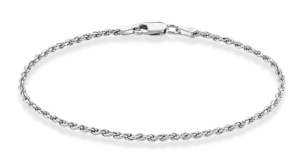 [Australia] - Miabella Solid 925 Sterling Silver Italian 2mm, 3mm Diamond-Cut Braided Rope Chain Bracelet for Women Men 6.5, 7, 7.5, 8, 8.5 Inch Made in Italy 2mm, Length 6.5 Inches (X-small) 