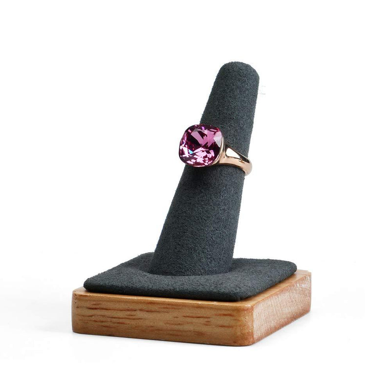 [Australia] - Oirlv Single Finger Wooden Ring Display Stand Jewelry Showcase Display Holder (Grey) Grey 