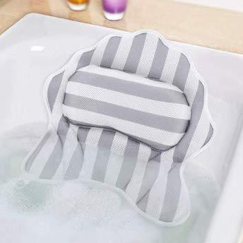 [Australia] - Widousy Luxury Non-Slip Bathtub Pillow with 6 Powerful Suction Cups for Bathtub, Bath mat, hot tub, Jacuzzi, Family spa Pillow Support Head, Neck, Back and Shoulders 