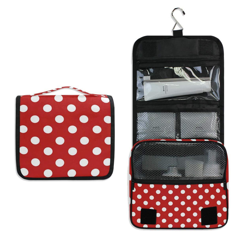 [Australia] - Bardic Hanging Travel Toiletry Bag Polka Dot Print Large Capacity Makeup Cosmetic Bag Portable Toiletry Kit Organizer 