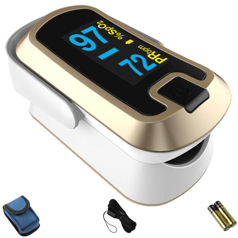 [Australia] - mibest OLED Finger Pulse Oximeter, O2 Meter, Dual Color White/Luxury Gold 