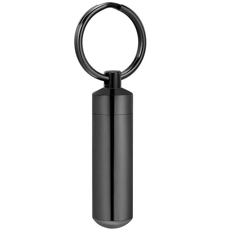 [Australia] - Imrsanl Cremation Jewelry for Ashes Pendant Urn Necklace Cylinder with Glass Vial Keepsake Ashes Memorial Jewelry Black Keychain 