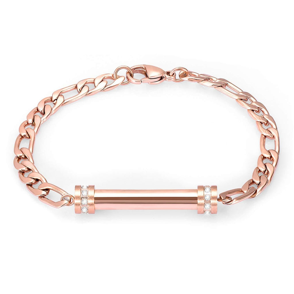 [Australia] - Hearbeingt Memorial Bracelet, Cylinder Cremation Jewelry Urn Bangle for Ashes, Classic Crystal Cremation Keepsake Ashes Holder Made of Stainless Steel with Free Fill Kit Rose Gold 