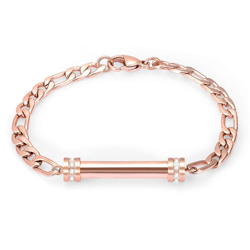 [Australia] - Hearbeingt Memorial Bracelet, Cylinder Cremation Jewelry Urn Bangle for Ashes, Classic Crystal Cremation Keepsake Ashes Holder Made of Stainless Steel with Free Fill Kit Rose Gold 