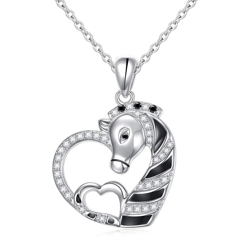 [Australia] - Sterling Silver Animal Necklace for Women Zebra Panda Pendant Necklace 