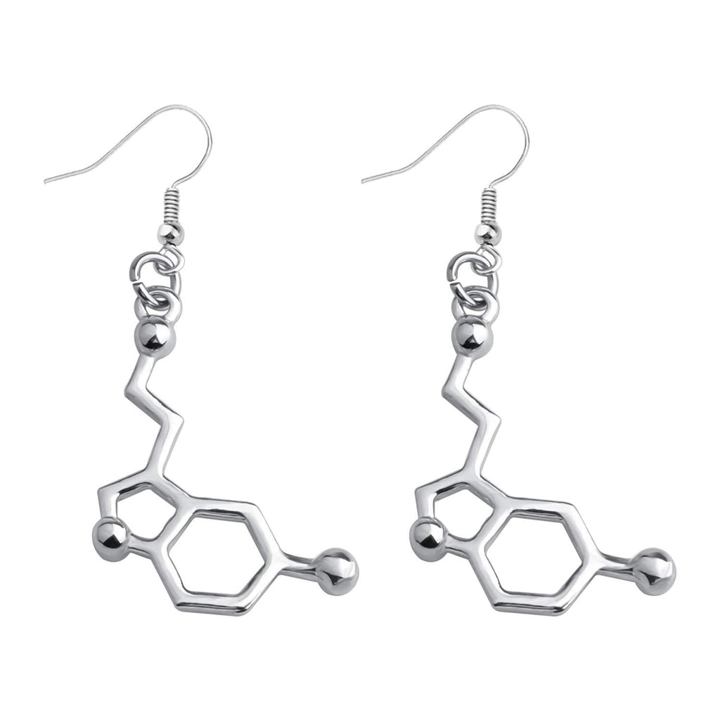 [Australia] - Happiness Serotonin Molecule Y Necklace Chemistry Jewelry Science Teacher Gifts for Science Lovers Happiness Serotonin Earrings 