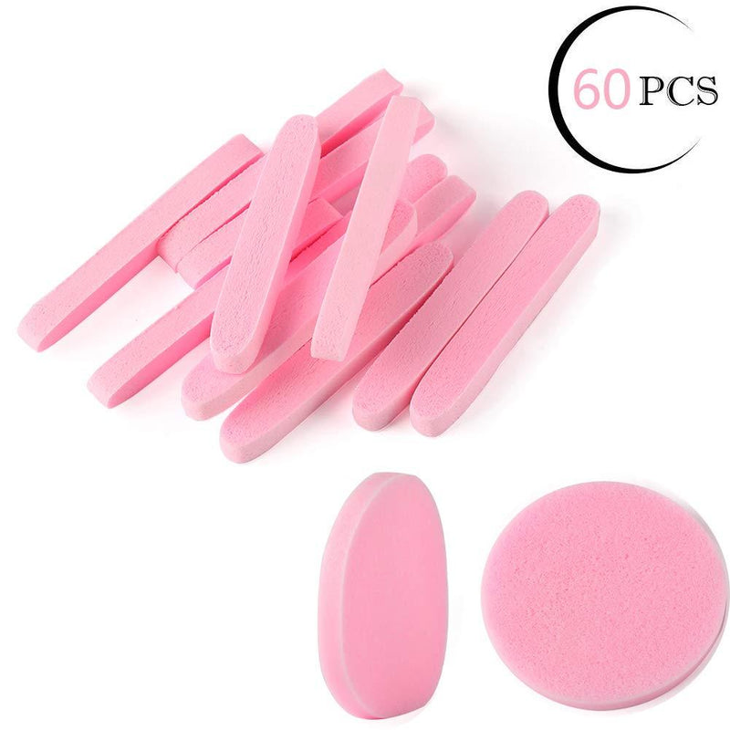 [Australia] - Facial Sponge Compressed,60 Pcs PVA Professional Makeup Removal Wash Round Face Sponge Pads Exfoliating Cleansing for Women,Pink 60 Pcs Pink 
