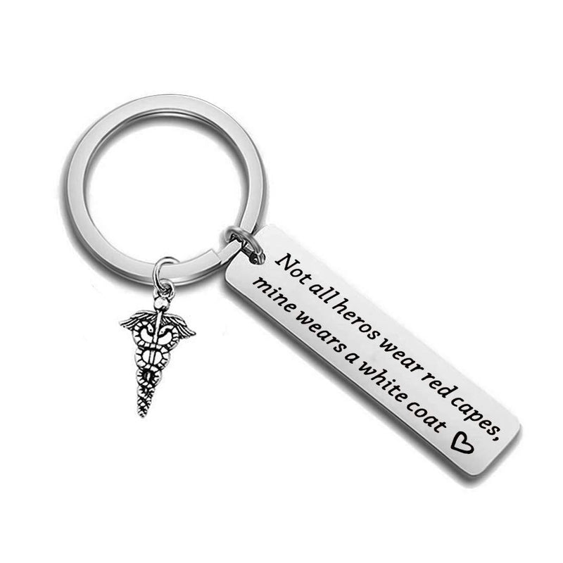 [Australia] - Doctor Gift Pharmacist Gift Dentist Gift White Coat Ceremony PA Gift 1st White Coat Gift Not All Heros Wear Red Capes Mine Wears A White Coat Keychain 