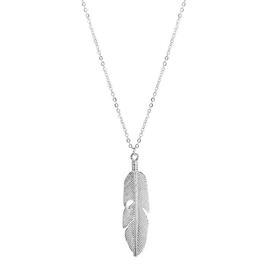 [Australia] - CSIYANJRY99 Long Feather Necklaces for Women Teen Girls Boho Gold Silver Leaf Pendant Sweater Chain Necklace 