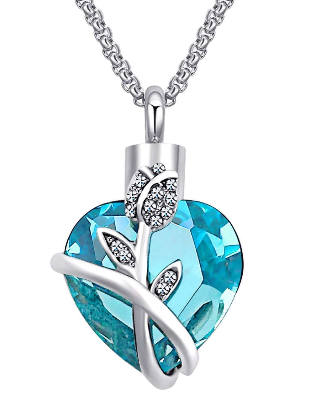 [Australia] - Urn Necklaces for Ashes Love Heart Blue Crystal Cremation Jewelry Keepsake Holder Memorial Necklace Pendant Flower Crystal 