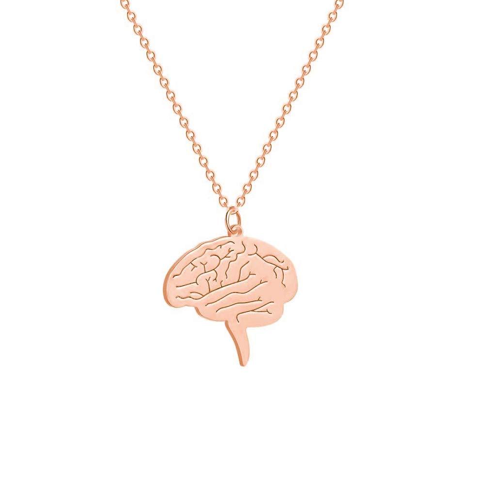 [Australia] - BELUCKIN Anatomical Human Brain Charm Pendant Necklace Medical Student Gift rose gold 