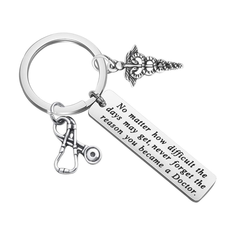 [Australia] - Doctor Gift Doctor Keychain Caduceus Charm Medical Doctor Jewelry Gifts for Graduation Birthday Christmas silver 