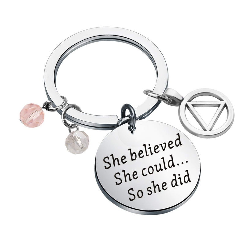 [Australia] - TIIMG Recovery Gift Sobriety Gift AA Gift Sober Recovery Jewelry AA Jewelry She Believed She Could So She Did Sobriety Keychain Alcoholics Anonymous Gifts She Believed AA 