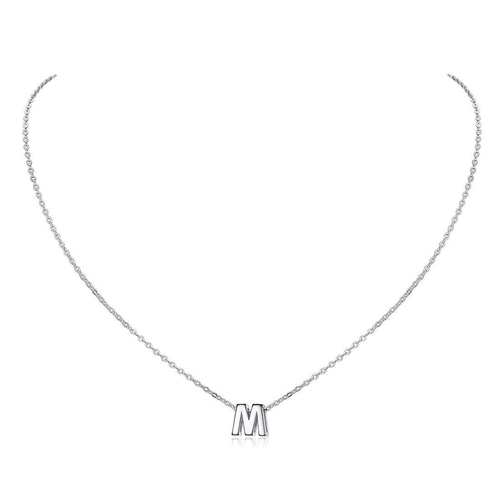 [Australia] - ChicSilver 925 Sterling Silver Letter A-Z Pendant Necklace, Dainty Small Initial Necklace for Women, Silver/Gold (with Gift Box) M-Silver 