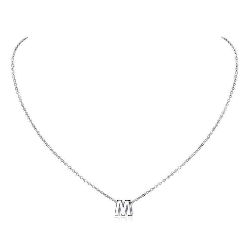 [Australia] - ChicSilver 925 Sterling Silver Letter A-Z Pendant Necklace, Dainty Small Initial Necklace for Women, Silver/Gold (with Gift Box) M-Silver 