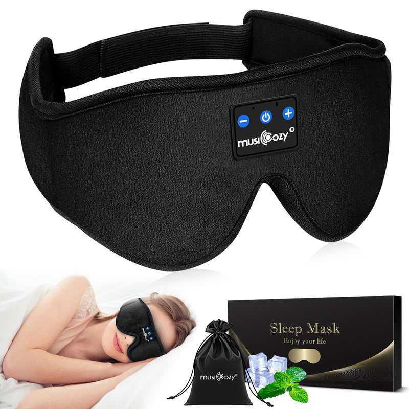 [Australia] - MUSICOZY Sleep Headphones Bluetooth Headband Sleeping Headphones Sleep Mask, Wireless Sleep Mask Earbuds for Side Sleepers Men Women Office Nap Air Travel Cool Tech Gadgets Unique Gifts Boys Girls Black 