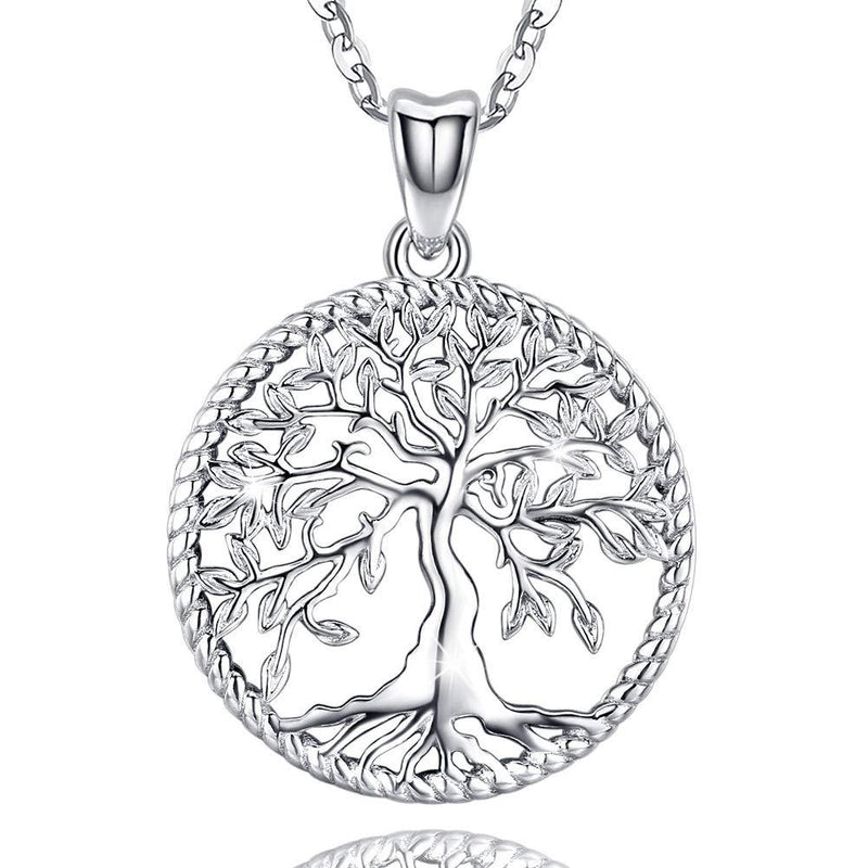 [Australia] - Aniu Silver Necklace for Women Girls, Family Tree of Life Sterling Silver Pendant with Fine Jewelry Gift Box, 18 Inches Chain for Wife Mom Grandma Girlfriend 