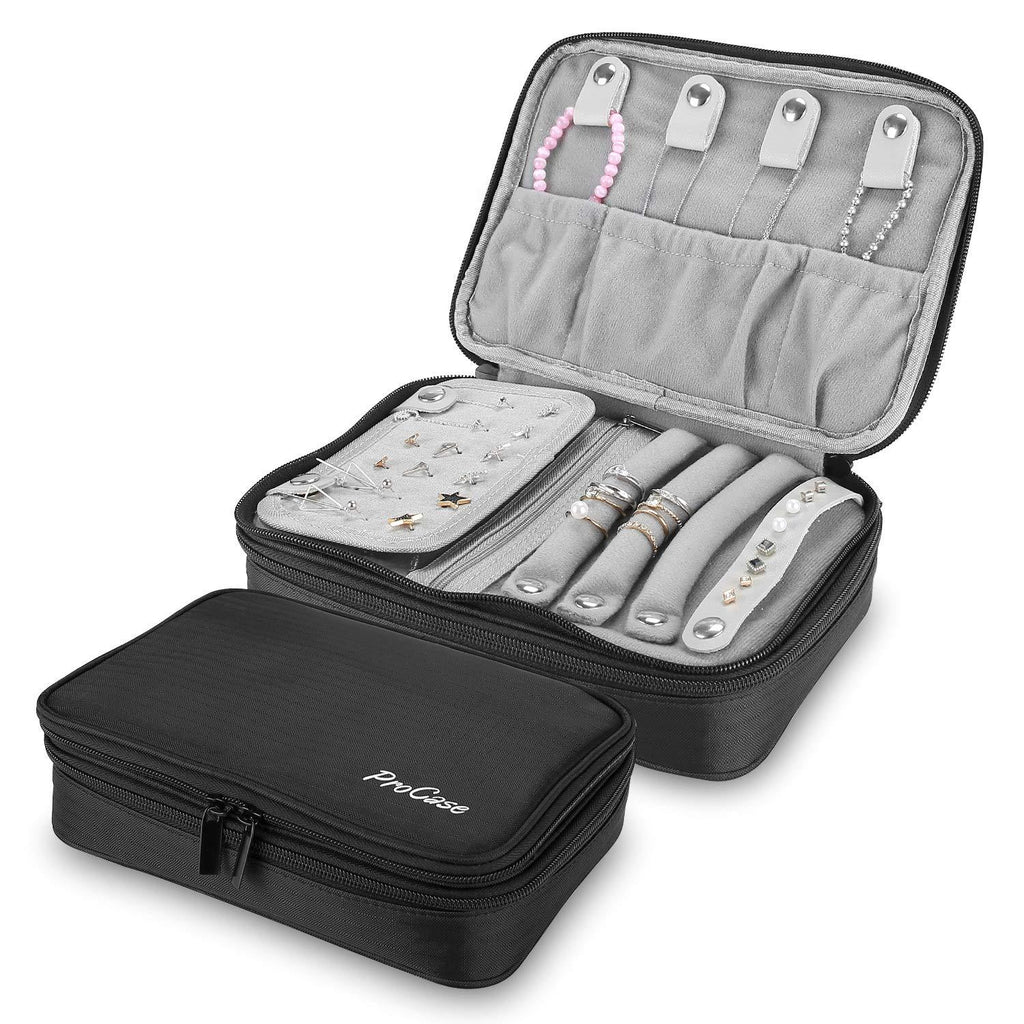 [Australia] - ProCase Travel Jewelry Case Organizer Bag for Women Girls Christmas Valentine's Day, Soft Padded Jewelry Carrying Pouch Portable Jewelry Storage Box Holder for Earrings Rings Necklaces Bracelets Chains 