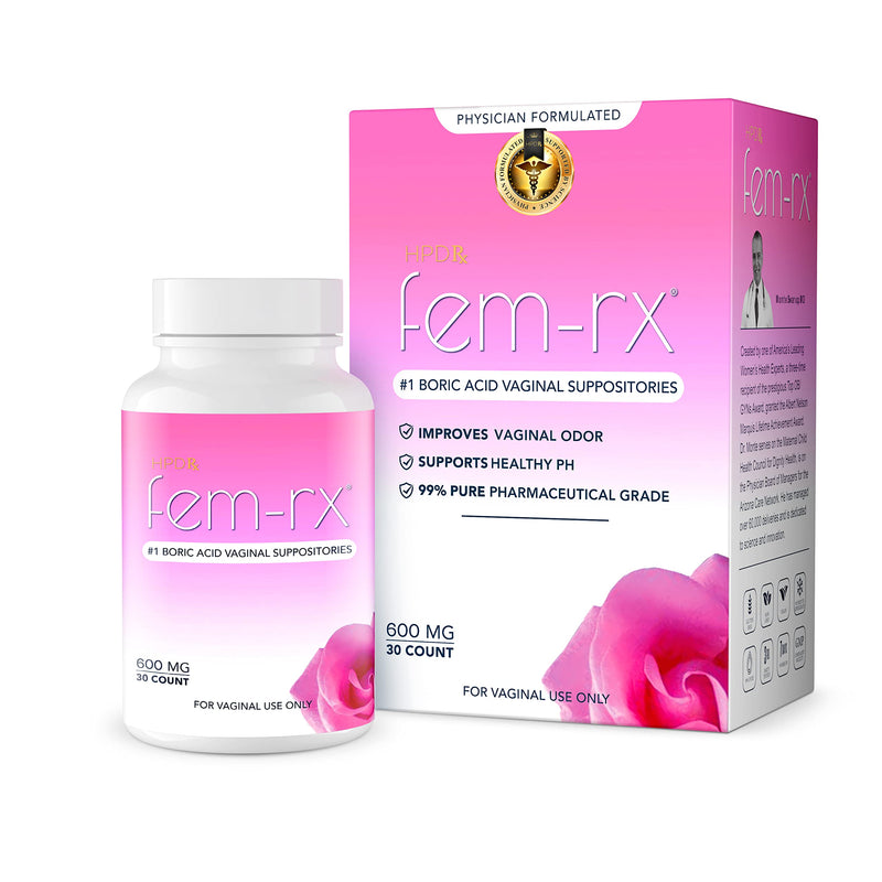 [Australia] - Fem-Rx Boric Acid Vaginal Suppositories for Women - Help Eliminate Odor - 30 Capsules - by HPD Rx - Pack of 1 