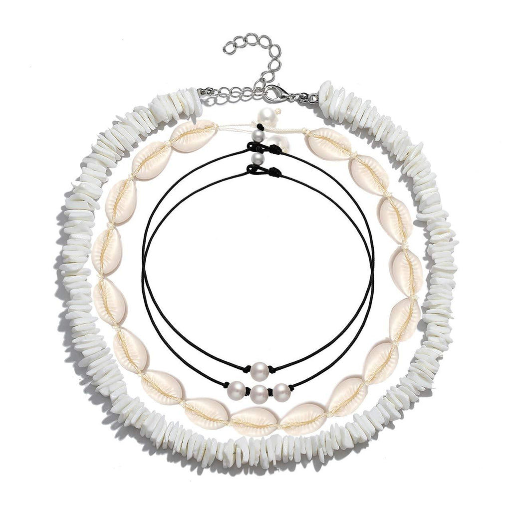 [Australia] - CENAPOG Pearls Shell Choker Necklace for Women Seashell Necklace Puka Shell Necklace Handmade Fashion Hawaiian Jewelry for Girls 