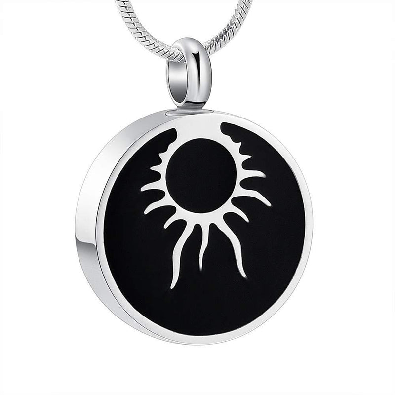 [Australia] - zeqingjw Eye of The Sun Cremation Jewelry Urn Necklace for Ashes Keepsake Urn Pendant for Loved One Memorial Ashes Jewelry for Ashes Silver 