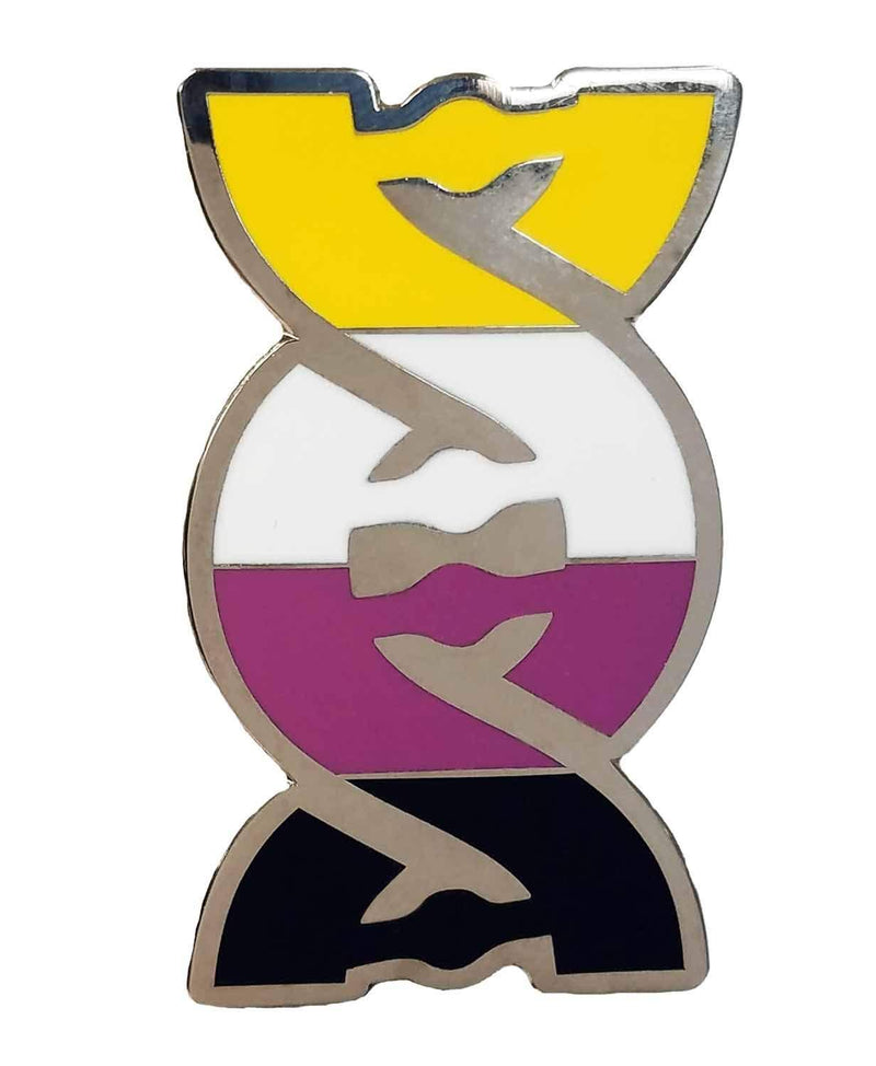 [Australia] - Dark Spark Decals Non-Binary Flag DNA Helix- Born This Way - 1.75" Enamel Lapel Pin 