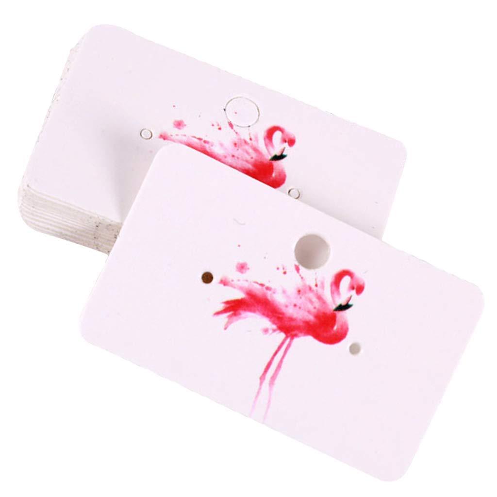[Australia] - 100pcs Jewelry Display Cards Paper Cards Printing Jewelry Necklace Bracelet Pendant Label Display Jewelry Earring Ear Studs Cards Label - Flamingo 