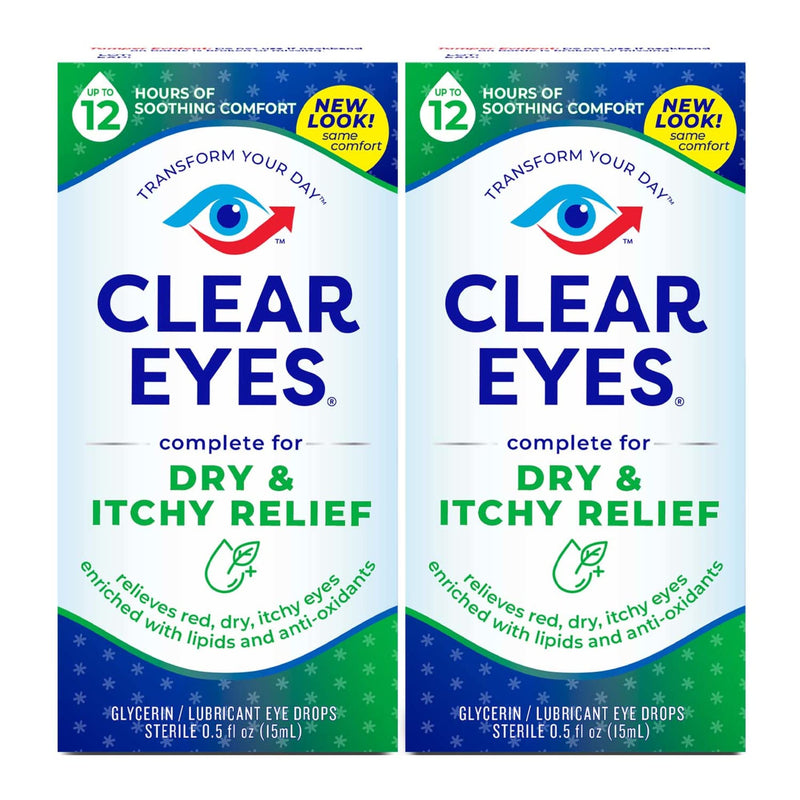 [Australia] - Clear Eyes Dry & Itchy Eye Relief Eye Drops, 0.5 Fl Oz, Pack of 2 