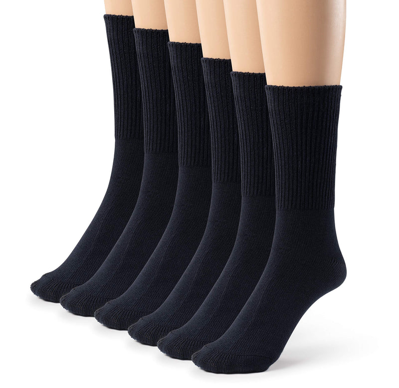 [Australia] - Silky Toes 3 or 6 Pack Men’s Bamboo Diabetic Seamless Soft Non-Binding Crew Socks, Also Available In Plus Sizes 10-13 Navy- 6 Pairs 