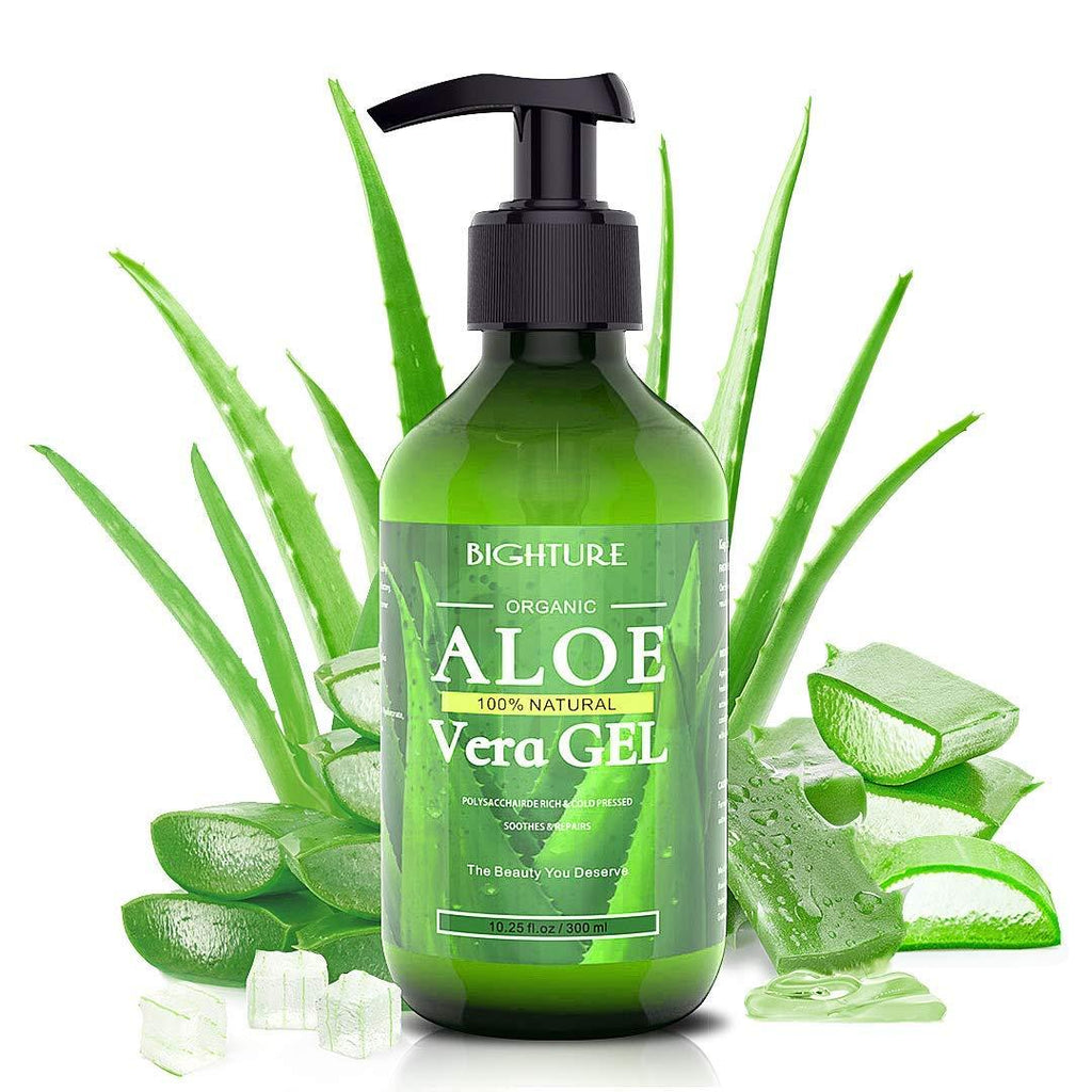 [Australia] - Bighture Aloe Vera Gel, 100% Aloe Vera Organic from Freshly Cut Aloe Leaves, Skin Care for Deeply & Rapidly Soothing, Firming, After Shave, Sunburn Relieve, etc 10.25 Fl Oz (Pack of 1) 