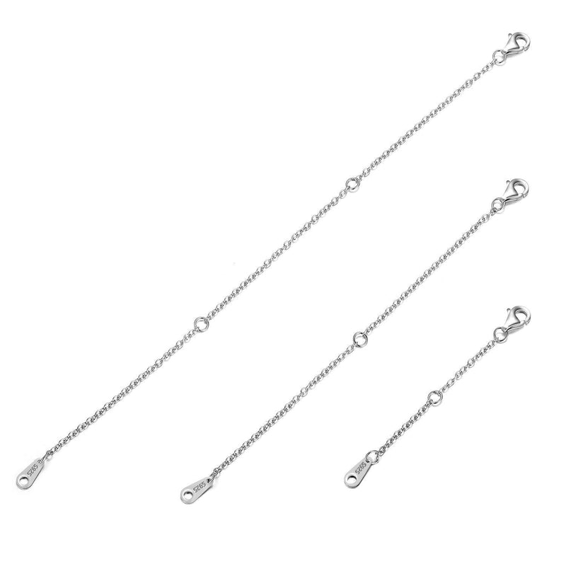 [Australia] - AOBOCO 925 Sterling Silver Chain Extenders for Necklace Bracelet with Gift Box Set 2'',4''&6'' silver lobster claw clasps 1.5mm 
