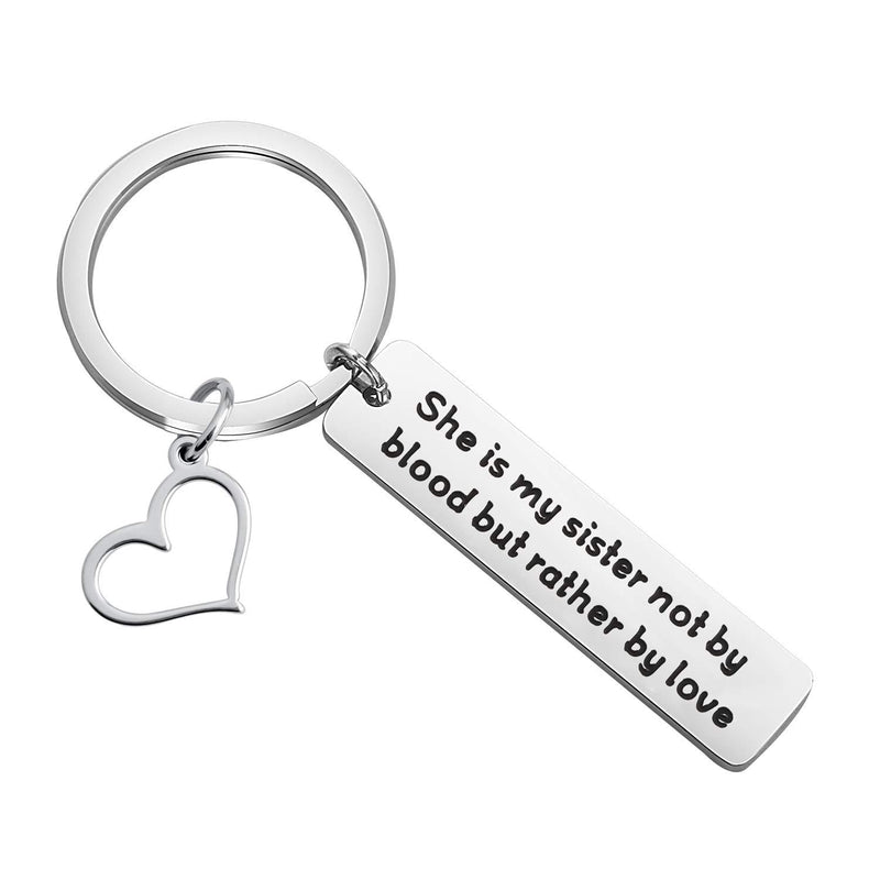 [Australia] - MYOSPARK Best Friends Keychain Step Sister Keychain Sister in Law Keychain She is My Sister Not by Blood But Rather by Love Sister BFF Jewelry Gift Sister by love keychain 