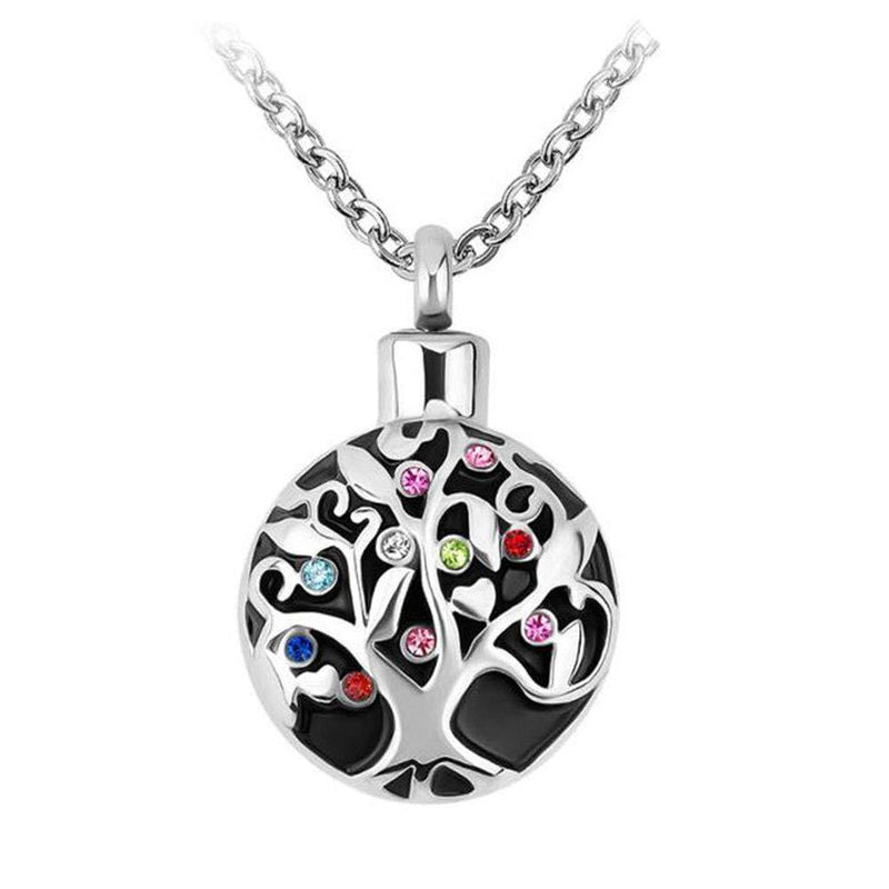 [Australia] - CoolJewelry Urn Necklace Ashes Family Tree of Life Memorial Cremation Pendant Keepsake Jewelry Stainless Steel 