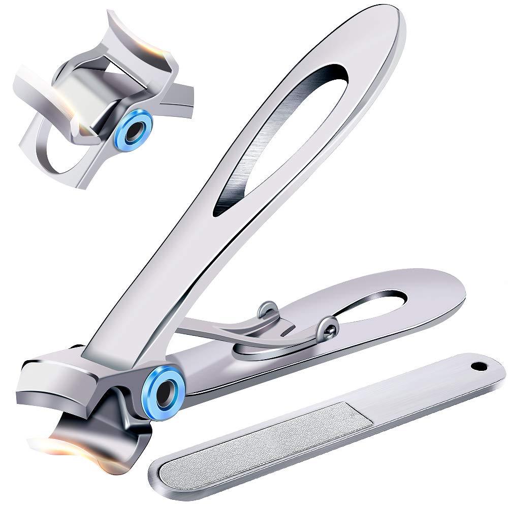 [Australia] - Nail Clippers For Thick Nails - PrettyDiva Wide Jaw Opening Oversized Nail Clippers, Stainless Steel Heavy Duty Toenail Clippers For Thick Nails, Extra Large Toenail Clippers for Men Seniors Elderly Silver 