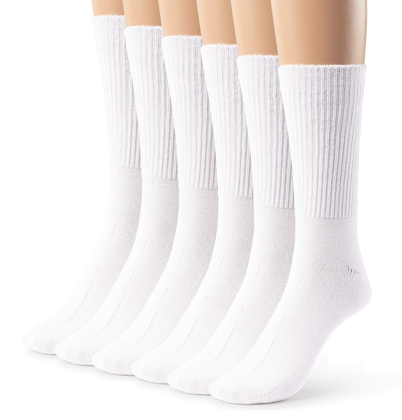 [Australia] - Silky Toes 3 or 6 Pack Men’s Bamboo Diabetic Seamless Soft Non-Binding Crew Socks, Also Available In Plus Sizes 9-11 White- 6 Pairs 