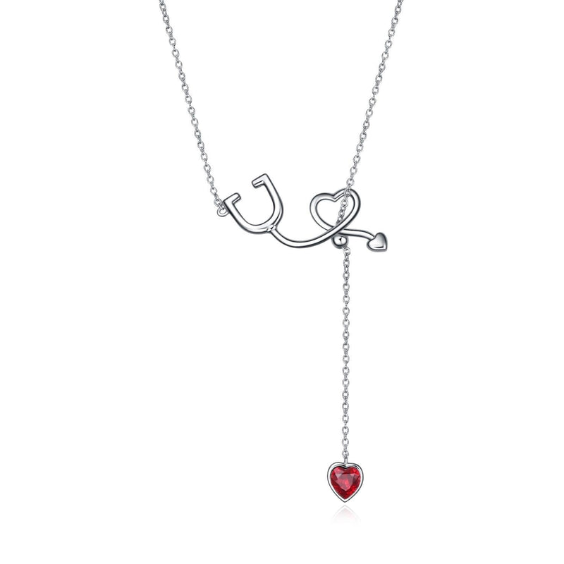 [Australia] - AOBOCO Sterling Silver Stethoscope Necklace Y Lariat Necklace for Nurse,Gift for Women Girl 