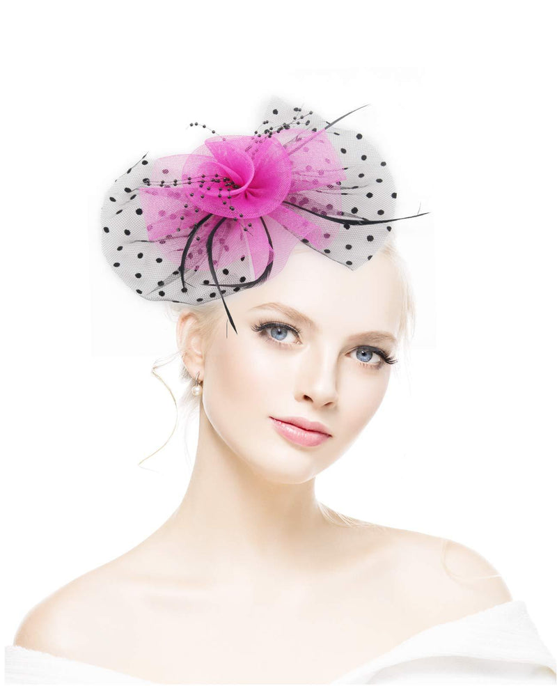 [Australia] - KASTE Fascinators Hat for Derby Wedding Women Tea Party Headband Kentuck Cocktail Flower Mesh Feathers Hair Clip Red 1 