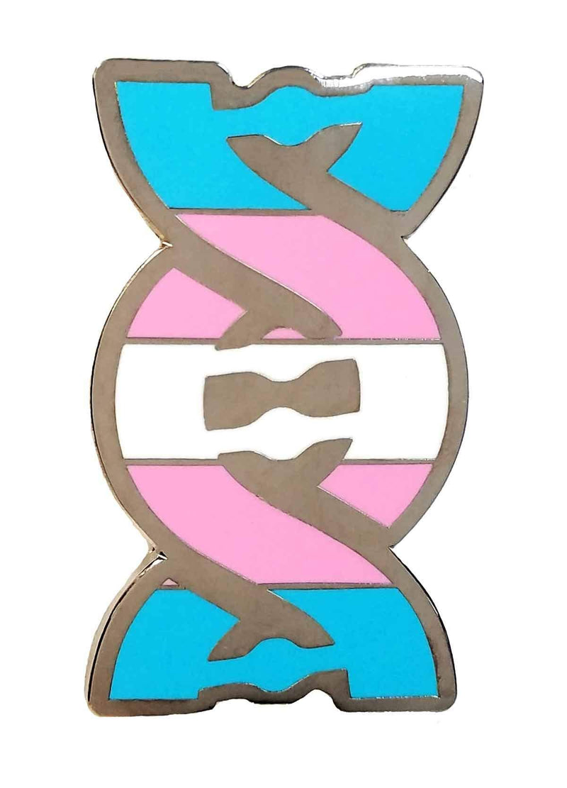 [Australia] - Dark Spark Decals Transgender Flag DNA Helix- Born This Way - 1.75" Enamel Lapel Pin 