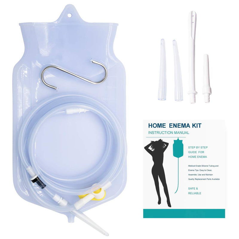 [Australia] - Enema Bag Kit for Colon Cleansing, 2 Quart Open Top Enema Bag with Silicone Hose - Reusable Home Coffee & Water Colon Cleansing Enemas 