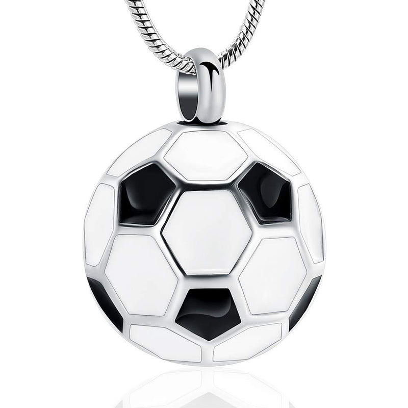 [Australia] - zeqingjw Soccer Ball Cremation Jewelry Necklace for Ashes for Men,Stainless Steel Football Memorial Keepsake Urn Pendant for Boys Black 